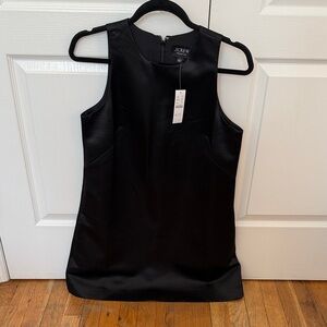J.Crew Black Sleeveless Satin Shift Dress S NWT